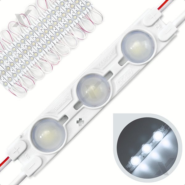 100 Módulo Led 12v Letra Caixa 1,5w Branco 6500k 3 Leds Fachada
