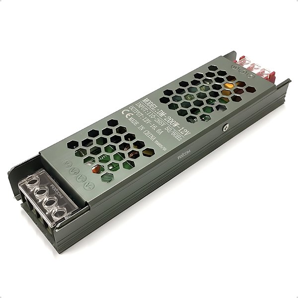 Fonte Chaveada Slim 200w Driver 16.5a 12v Bivolt Led Perfil