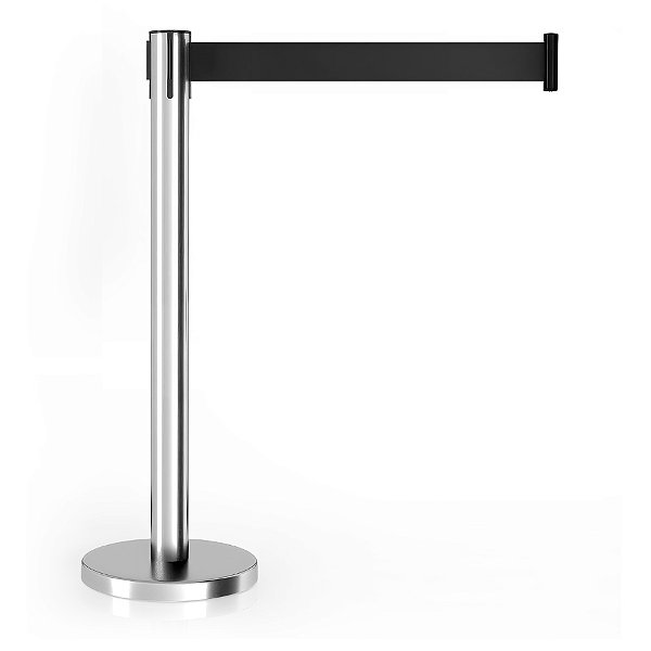 Pedestal Organizador Fila Cromado Fita Preta 2m Retrátil
