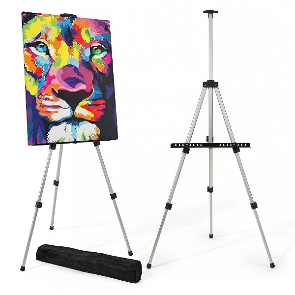 Cavalete Alumínio Artes e Quadros Ajustável 50-160cm Dobrável Com Bolsa