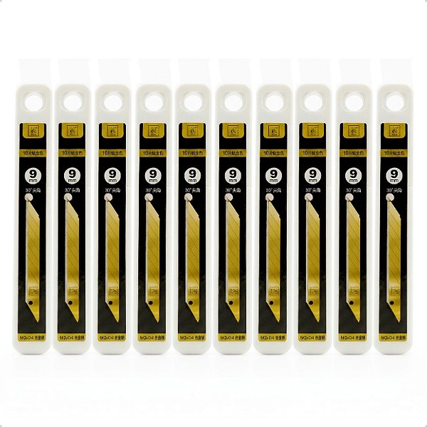 Lamina 30 Graus Gold Estilete 9mm Profissional Caixa com 100 Unidades