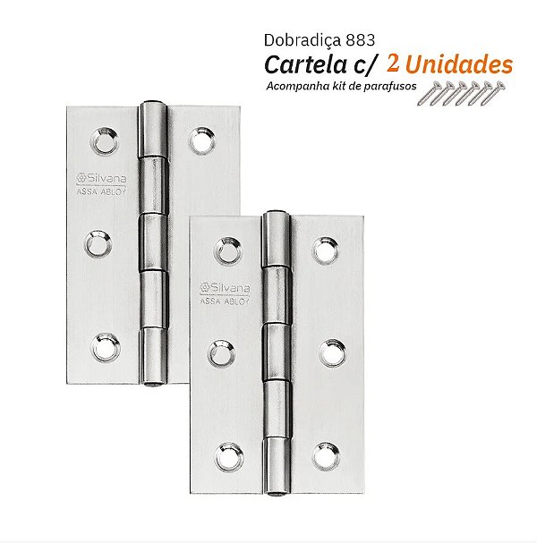 Dobradiça 883 Até 15kg - 2,5" Inox Escovado - Silvana 2pçs