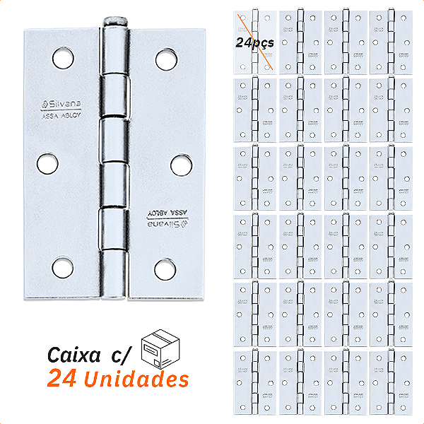 Dobradiça 850 Até 15kg - 2,5" Zincado - Silvana 24pçs