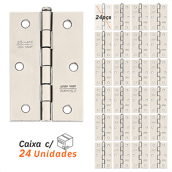 Dobradiça 850 Até 20kg - 3" Niquelado - Silvana 24pçs