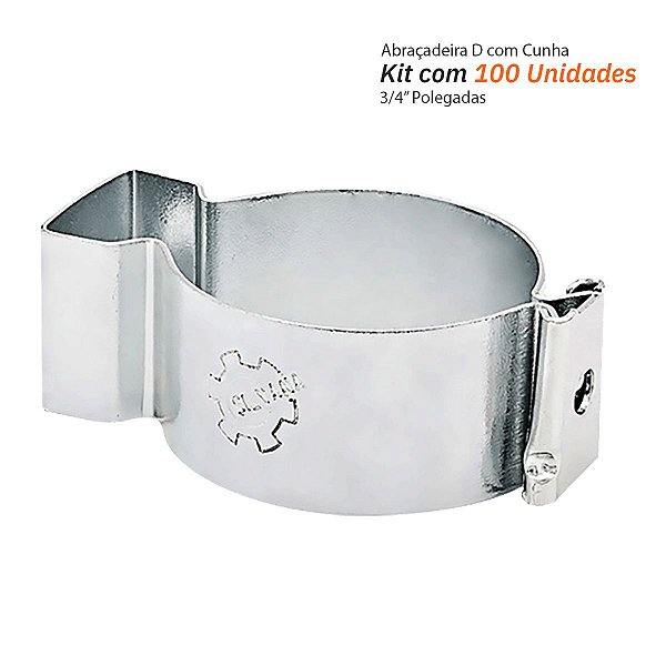 Abraçadeira D com Cunha 3/4" Aço Galvanizado - Silvana 100pçs