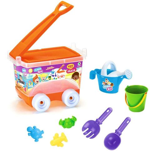 Kit Carrinho Carriola Baldinho Vou Pra Praia Mundo Bita