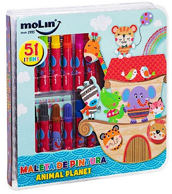 Kit Maleta Pintura Estojo Escolar Canetinha Infantil 51 Pçs