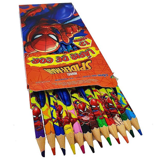 Lapis de Cor 12 Cores Spider Man Homem Aranha Molin Colorir