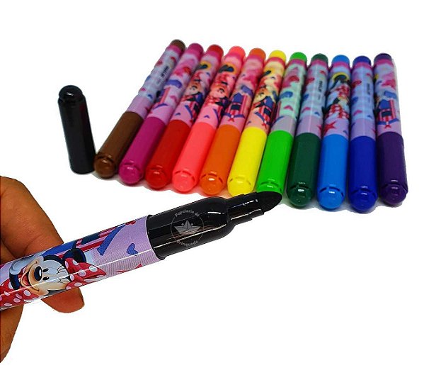 Canetinha Infantil Hidrocor Jumbo Minnie 12 Cores Molin