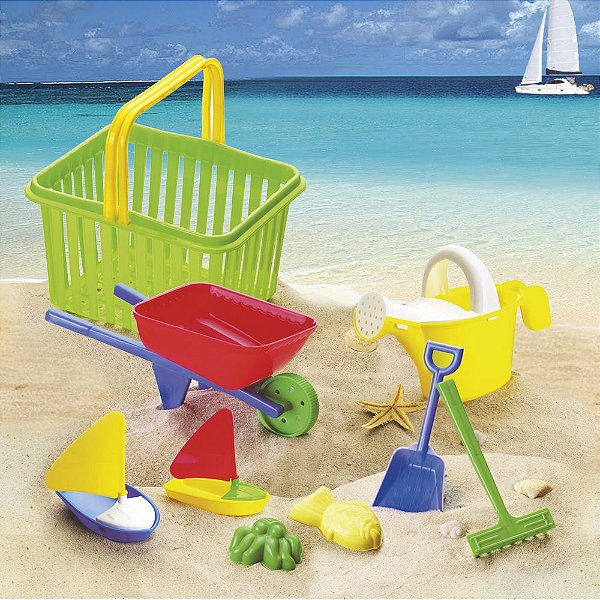 Cesta de Areia Praia Parque  9 Peças Infantil Monte Libano