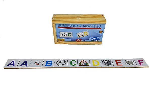 Kit Jogo Domino de Alfabetização 28 Pçs Brinquedo Pedagogico