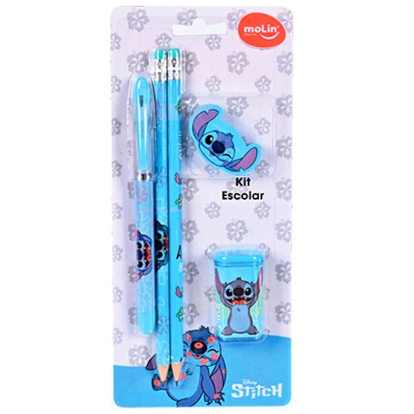 Kit Material Escolar Stitch 5 Pçs Molin Infantil