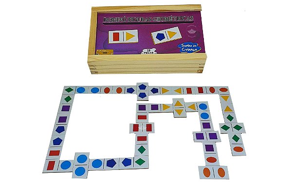 Kit Jogo Domino de Figuras Geometricas Brinquedo Pedagogico