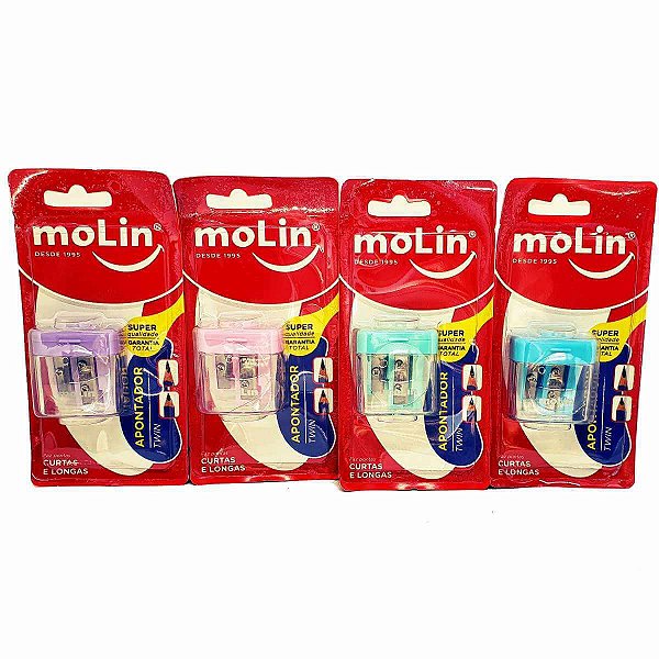 Apontador Twin Pastel Dois Furos Deposito Molin Escolar