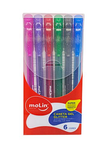 Kit Caneta Gel Glitter 6 Cores Molin Lettering Desenho