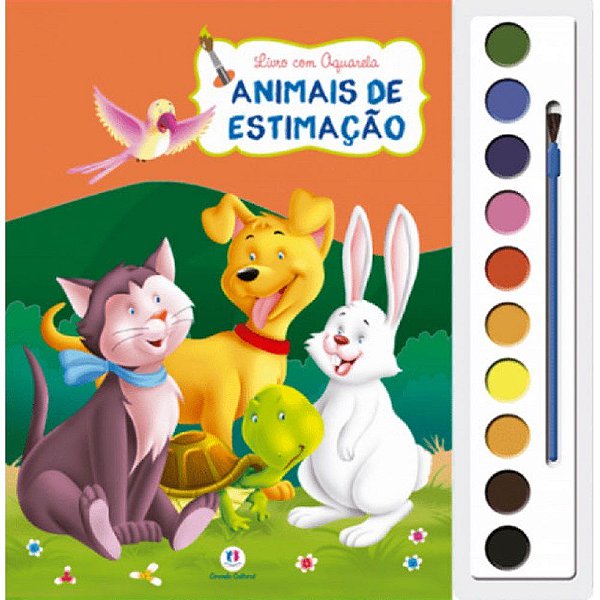 Livro Aquarela Animais Estimacao Atividade Colorir Infantil