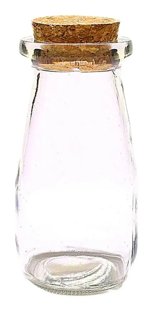 Pote De Vidro Milk Tampa Rolha Cortiça - 110ml