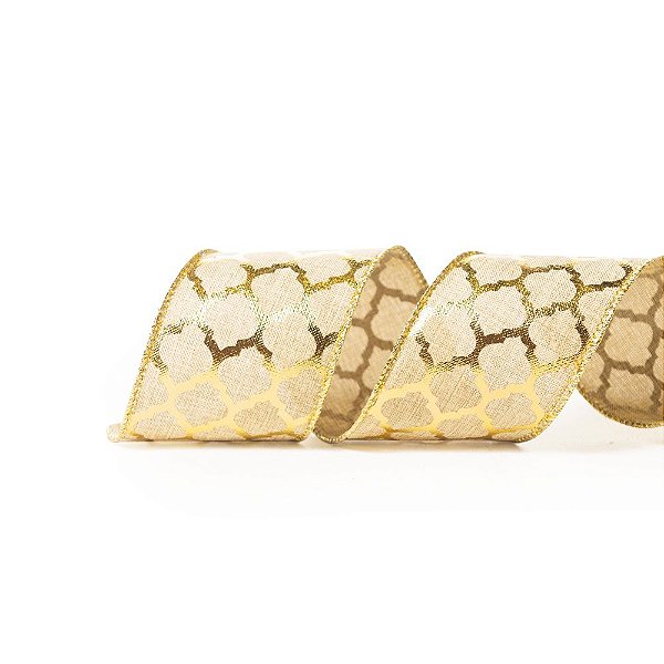 Fita de Natal Dourada Colmeia  - Tradicional