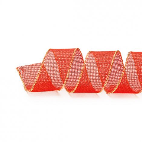 Fita de Natal Vermelha com Dourado - Tradicional