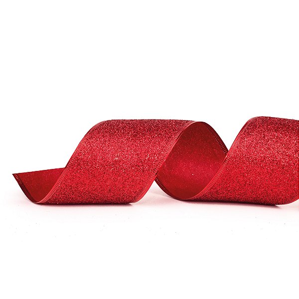 Fita Aramada Decorativa Glamour Gliter- Vermelha