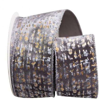 Fita Aramada Decorativa Natalina - Prata Cinza e Dourado