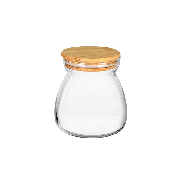 Pote De Vidro Adorno C/ Tampa Hermética Bambu - 800ml