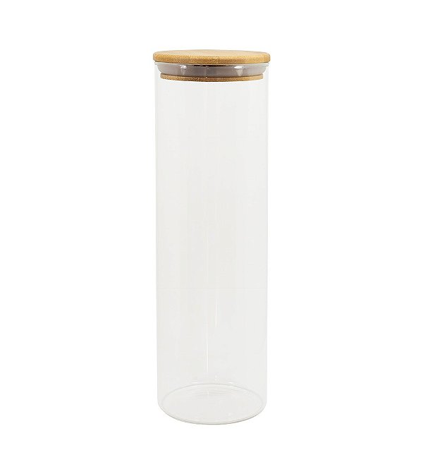 Pote de Vidro com Tampa Hermética de Bambu - Tall  - 2000ml