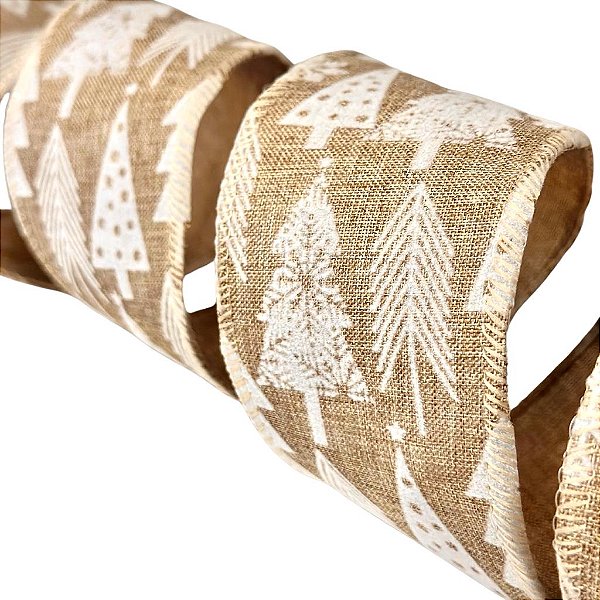 Fita Aramada Decorativa Arvore- Natural e Branco