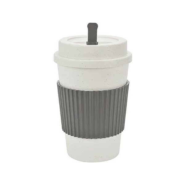 Copo Café com Tampa e Mexedor de Bambu - 450ml