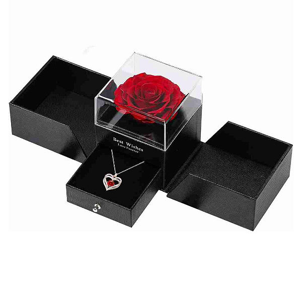Caixa Presente Luxo com Rosa Eterna e Colar | OllyPop