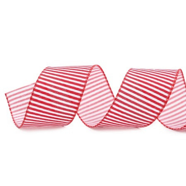 Fita Decorativa Listra Brancas e Vermelha