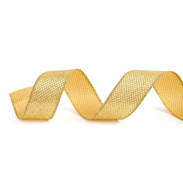 Fita Decorativa Telada Dourada com Glitter