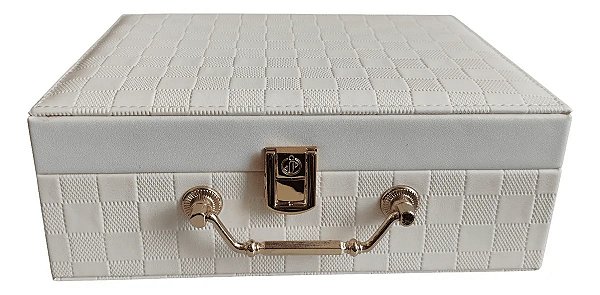 Maleta Porta Joias 16 Compartimentos com Espelho 9x24x18cm