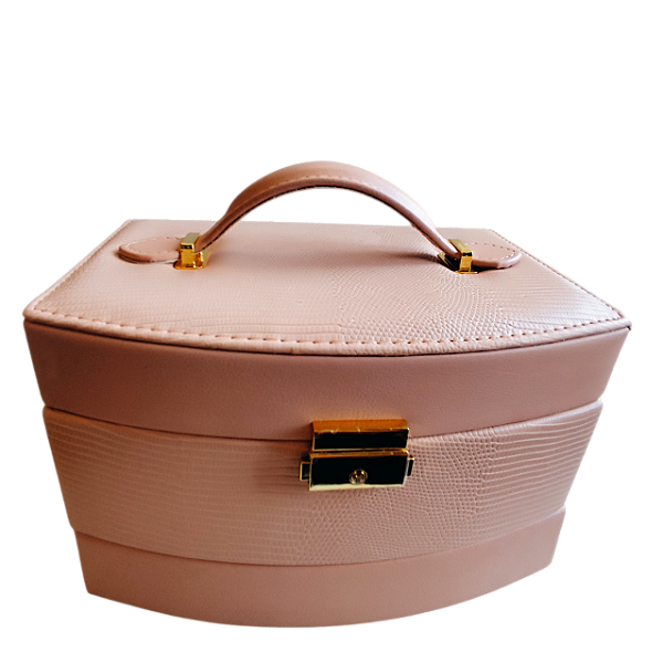 Maleta Porta Joias Texturizado Gaveteiro com Espelho 13x21,5x15cm Aveludado