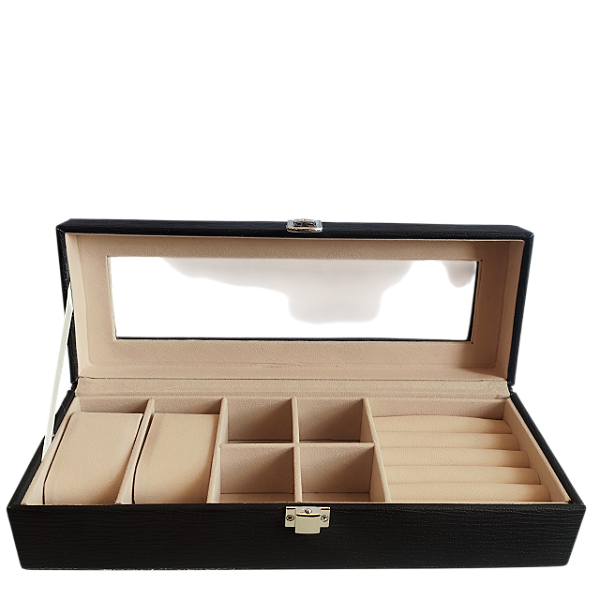 Porta Relógios e Joias 7 Compartimentos 8x11x31cm Aveludado