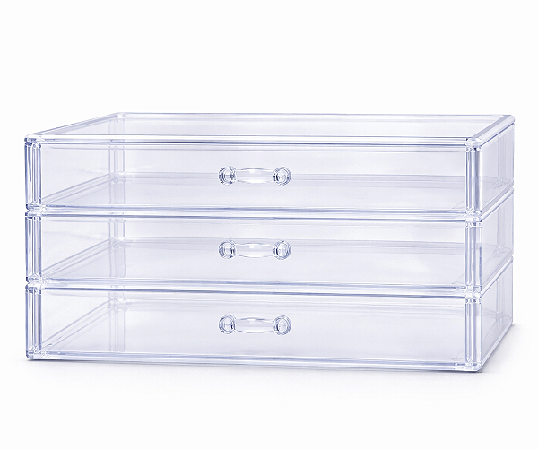 Expositor Porta Jóias Acrílico com Gavetas Organizadora 11x23,5x13,5 Cristal