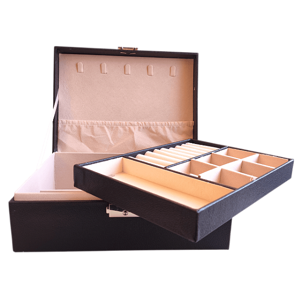 Organizador Porta Joias Caixa 2 Andares 9x23x17 Aveludado