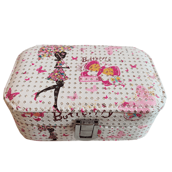 Estojo Porta Joias Decorado 5x15x10 Com Espelho e Aveludado