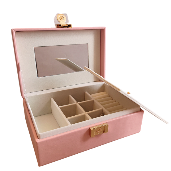 Organizador Porta Joias Visor e Tampa 8x14x20 Interior Aveludado