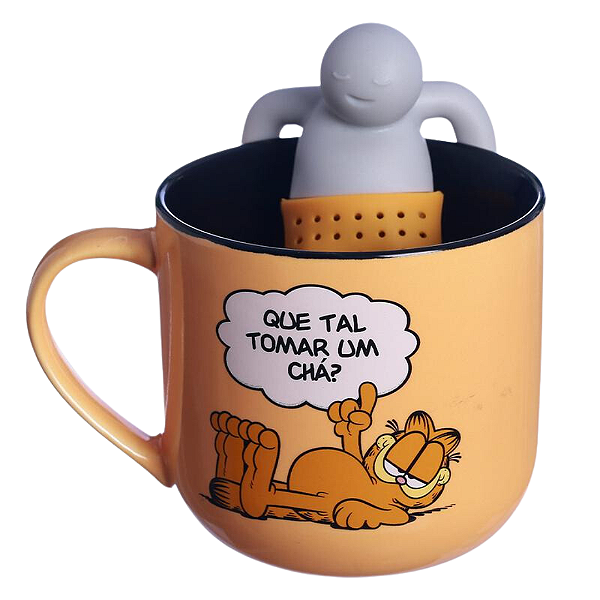Caneca com Infusor Garfield  Que tal tomar um Chá 350ml