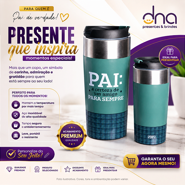 Copo Semi Térmico Pai Amigo Para Sempre 300ml
