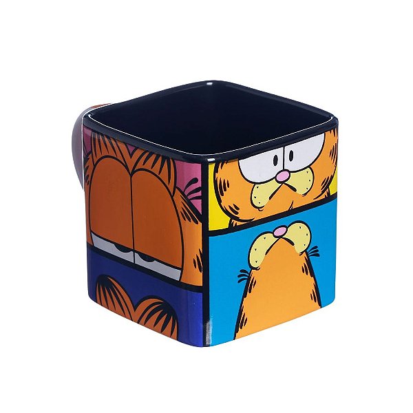 Caneca Cubo Cerâmica Garfield Faces 300ml