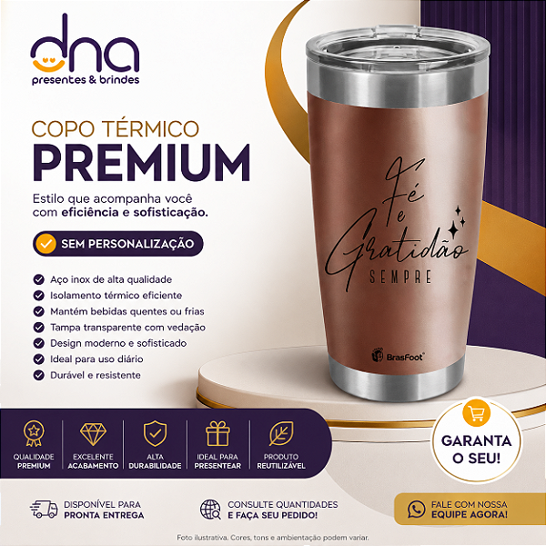 Copo Térmico Stone Fé e Gratidão 500ml