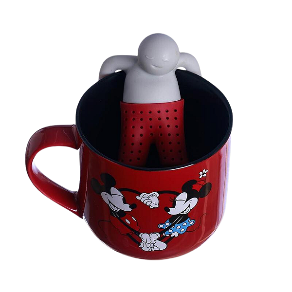 Caneca 350ml com infusor para chá Love You Mickey e Minnie