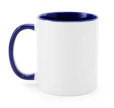 Caneca Cerâmica 325ml com Alça e Interior Azul Escuro Live