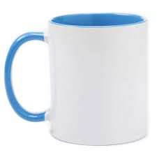 Caneca Cerâmica 325ml com Alça e Interior Azul Claro JKB