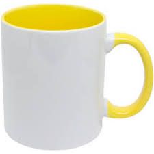 Caneca Cerâmica 325ml com Alça e Interior Amarela Live