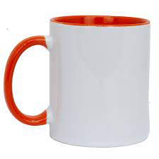 Caneca Cerâmica 325ml com Alça e Interior Laranja Live