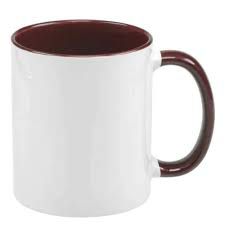 Caneca Cerâmica 325ml com Alça e Interior Marrom Live