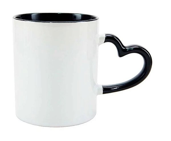 Caneca Cerâmica com Alça Coração Interior Preta 325ml Live